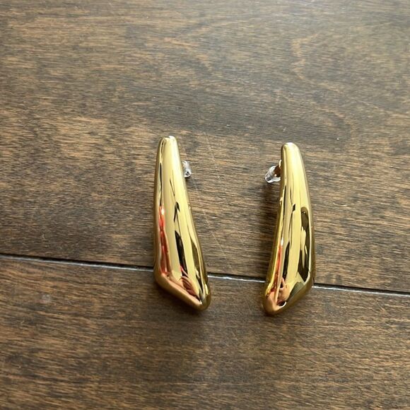 Gold Dangle Statement Geometric Long Triangle Exaggerated Earrings - Picture 6 of 9